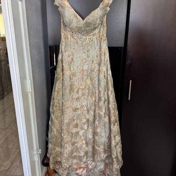 Jovani Champagne Crystal Evening Gown – Size 14 – Worn Once - Picture 1 of 13